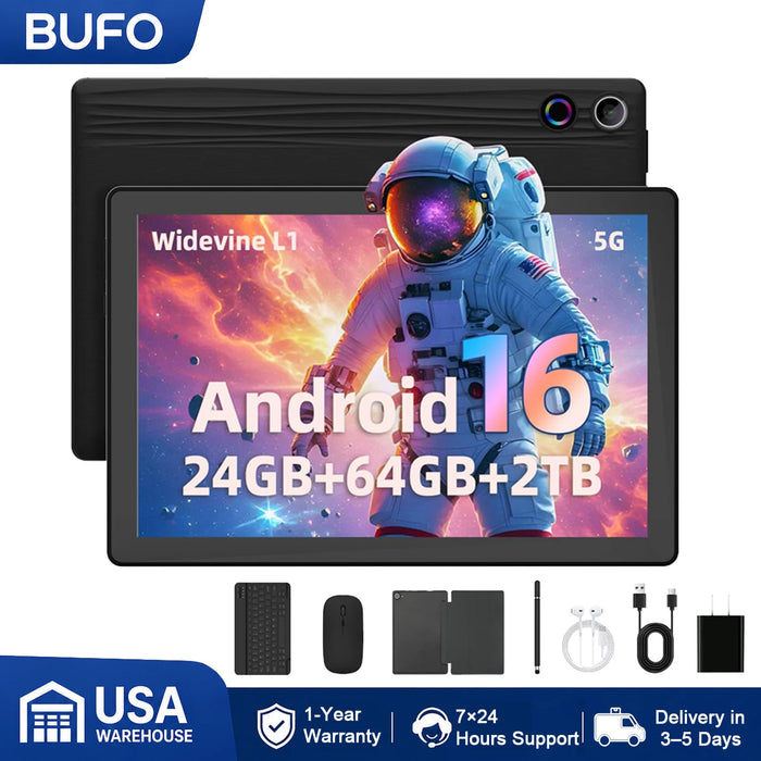 10.1-Inch Android 16 Tablet Bundle with Keyboard, Mouse, Case & Stylus