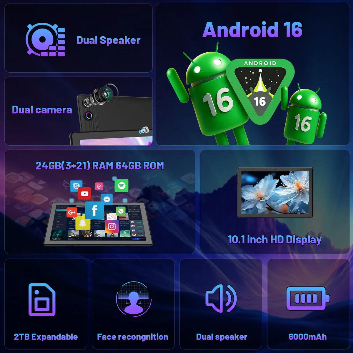 10.1-inch Android 16 Tablet Bundle