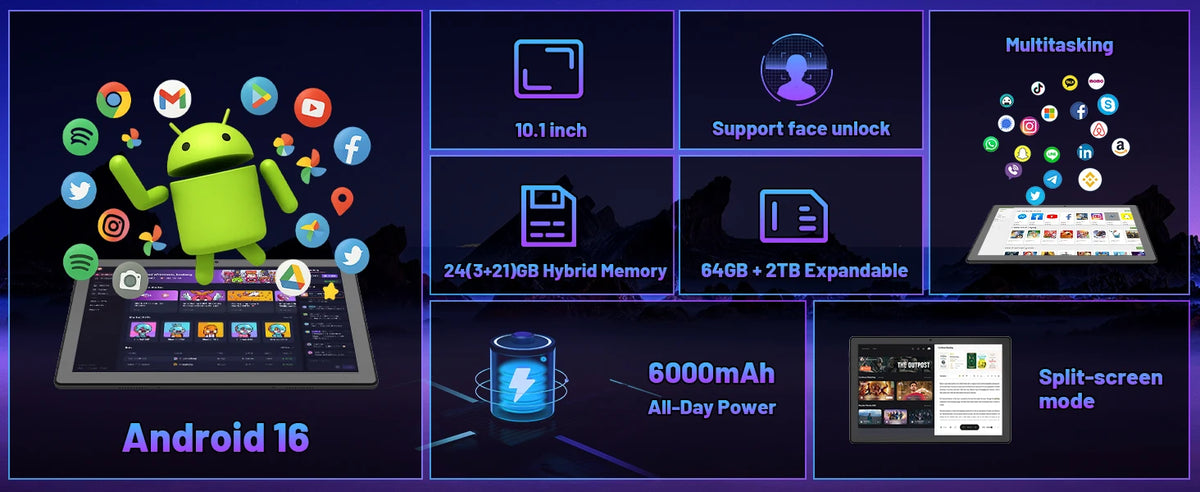 10.1-inch Android 16 Tablet Bundle