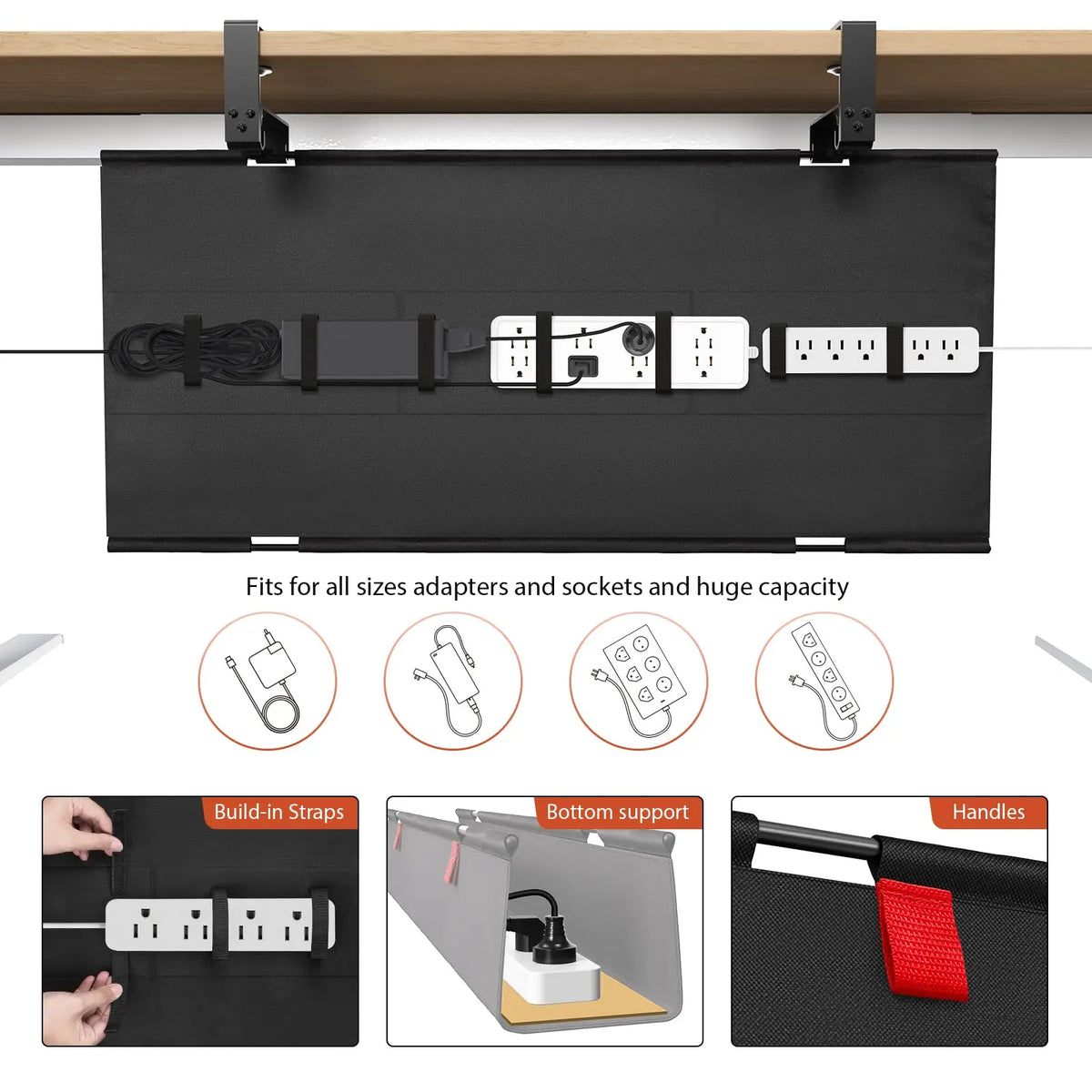 DeskCable Tray Pro – No-Drill Under Desk Cable Organizer Tray