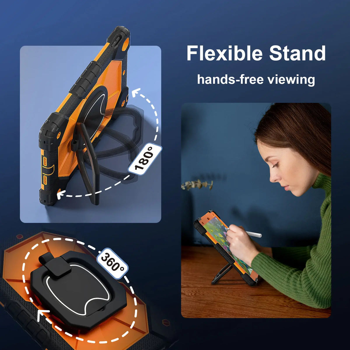 360° Protective iPad Case with Pencil Holder