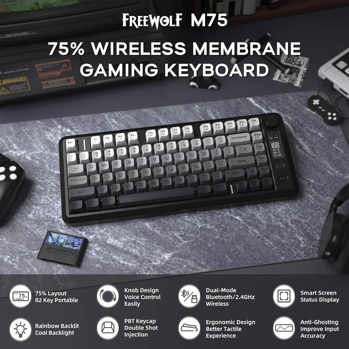 Attack Shark M75 Wireless Gaming Keyboard with OLED Display & Knob