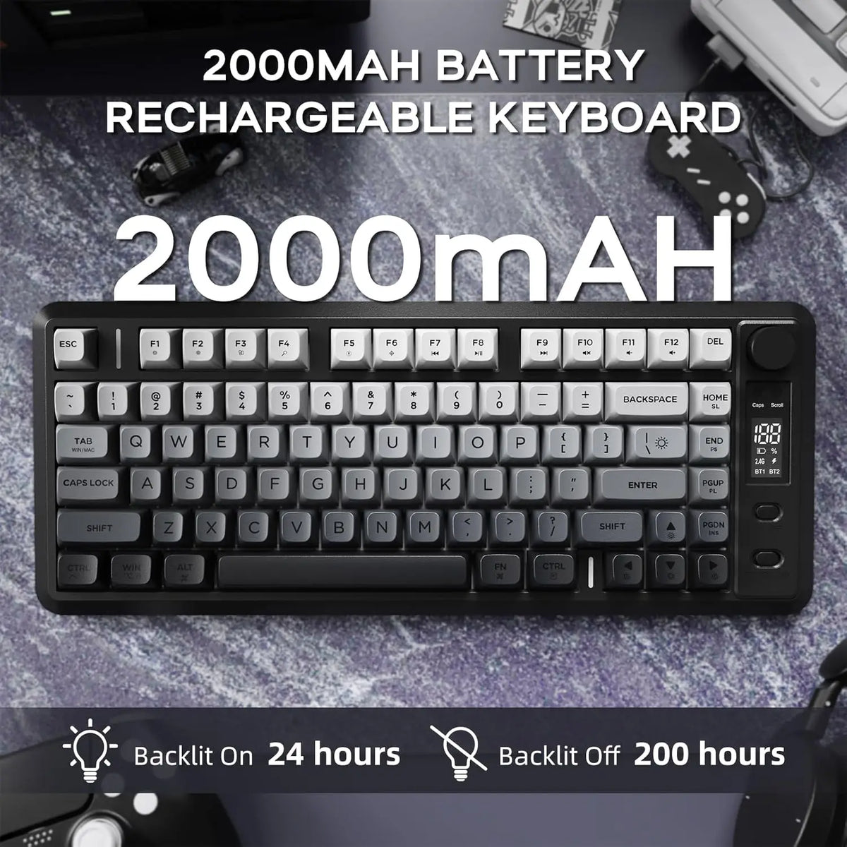 Attack Shark M75 Wireless Gaming Keyboard with OLED Display & Knob